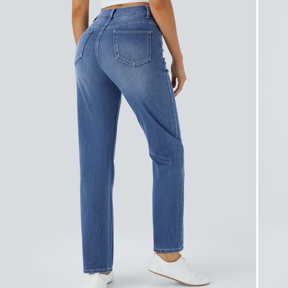 Halara Flex™ High Waisted Pockets Straight Leg Washed Casual Jeans Sz Small Tall - Picture 4 of 15